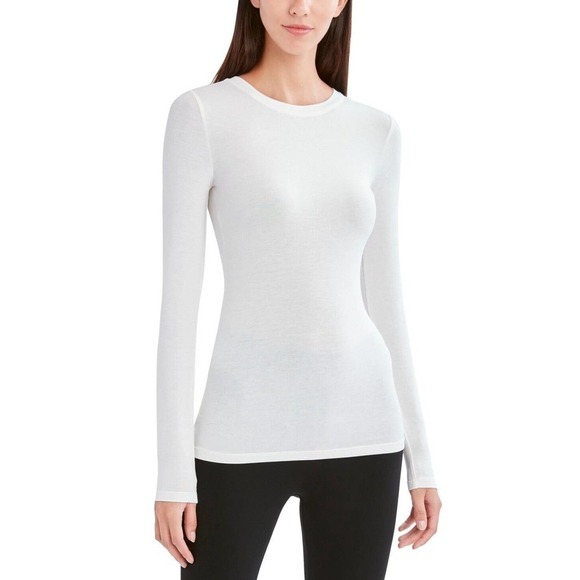 JR580 Bcbgmaxazria White Juniors' Crewneck Long-Sleeve Top Size M - Picture 1 of 3